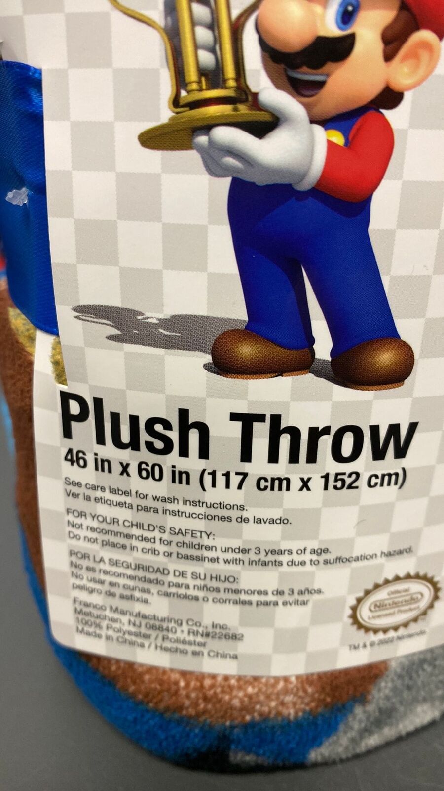 New Plush Throw - 46 X 60 Mario Kart Super Soft