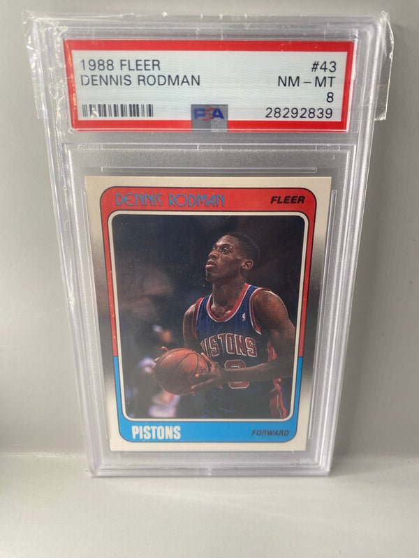 1988 Fleer Dennis Rodman #43 PSA 8 front