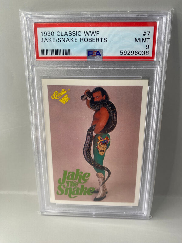 1990 Classic WWF Jake The Snake Roberts #7 PSA 9 front