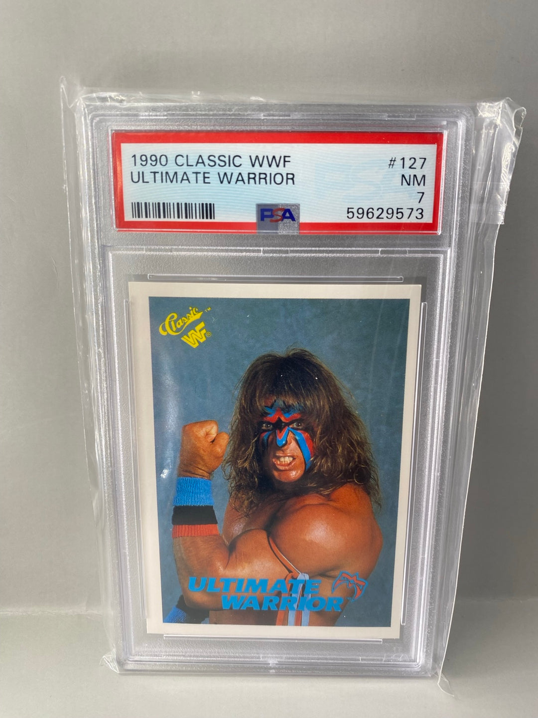 1990 Classic WWF Ultimate Warrior #127 PSA 7 front
