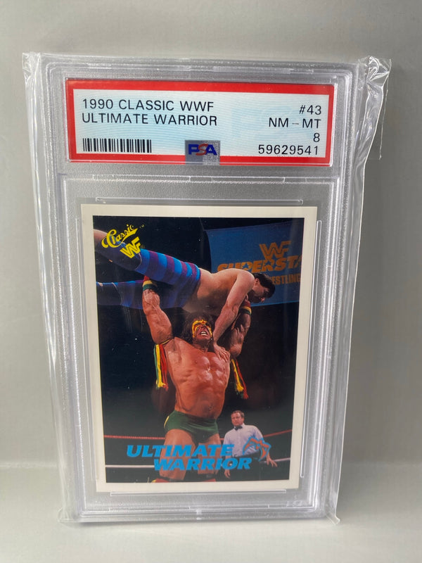 1990 Classic WWF Ultimate Warrior #43 PSA 8 front