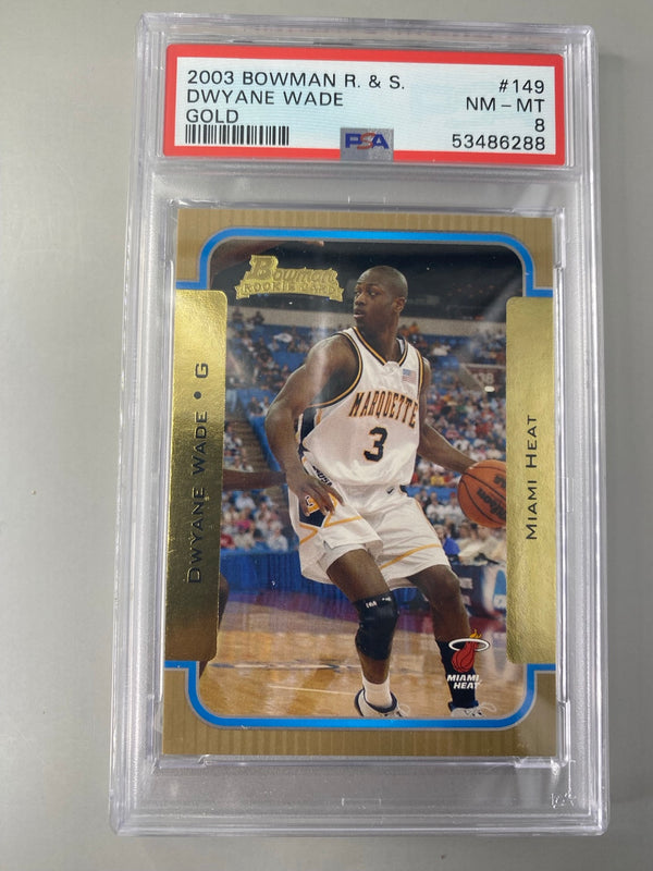 2003 Bowman Rookies & Stars Dwyane Wade Gold #149 PSA 8 front