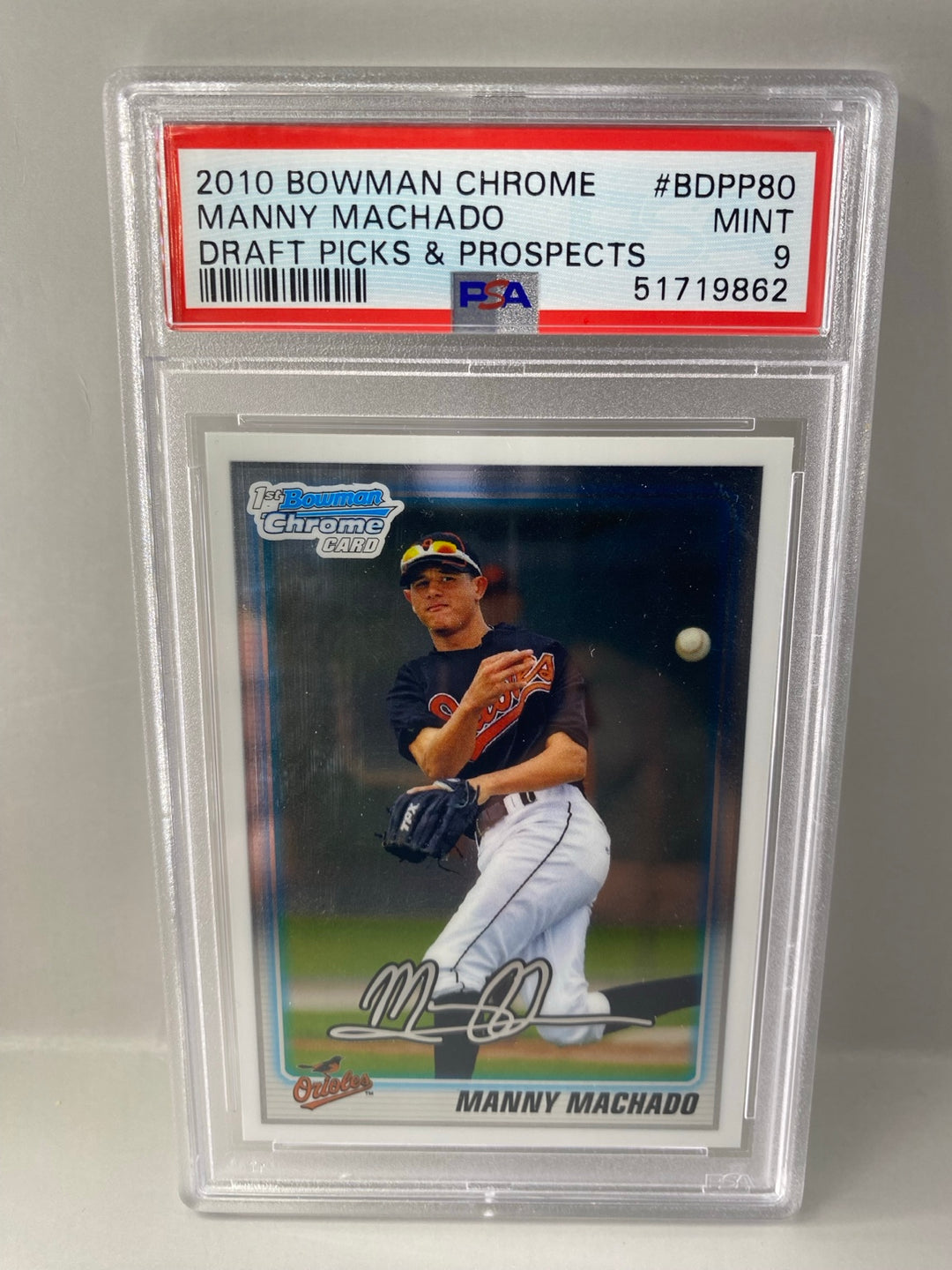 2010 Bowman Chrome Manny Machado BDPP80 1st Bowman Chrome PSA 9 front