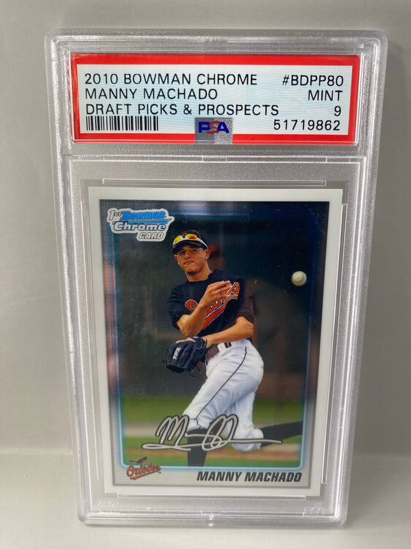 2010 Bowman Chrome Manny Machado BDPP80 1st Bowman Chrome PSA 9 front