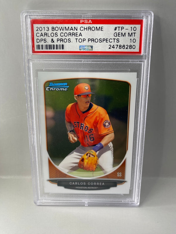 2013 Bowman Chrome Carlos Correa TP-10 PSA 10 front