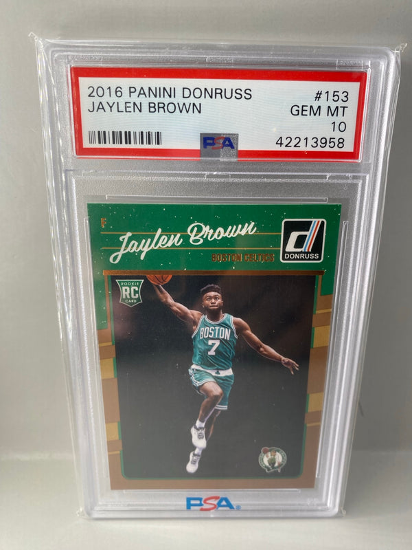 2016-17 Panini Donruss #153 Jaylen Brown rookie PSA 10 Gem Mint front
