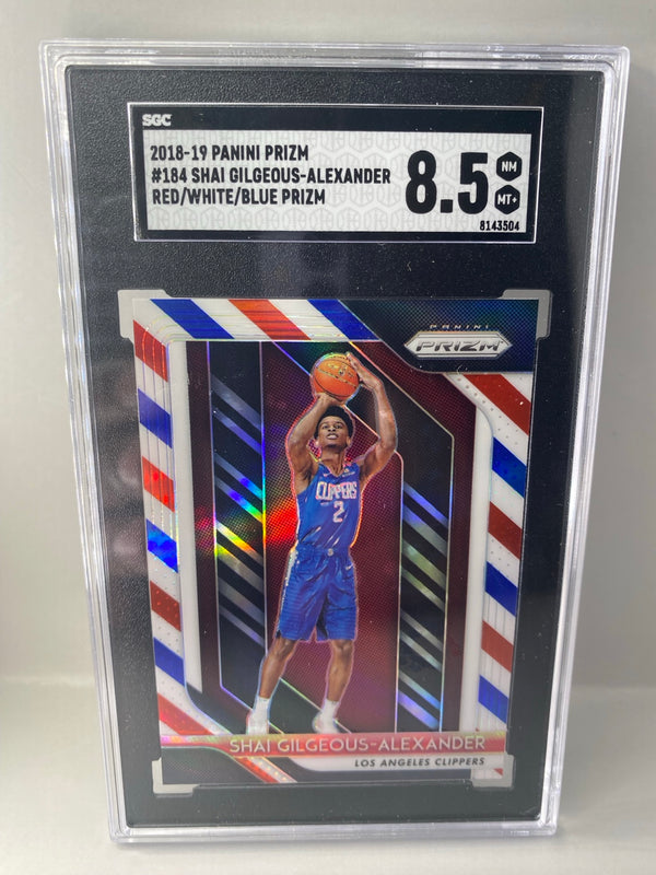 2018-19 Panini Prizm Shai Gilgeous-Alexander #184 Red White Blue Prizm rookie SGC 8.5 front