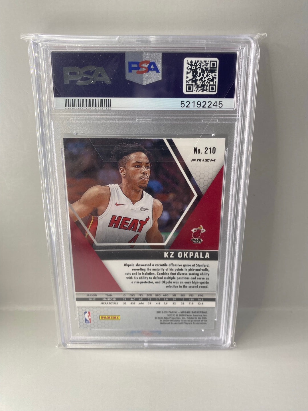 2019-20 Panini Mosaic KZ Okpala #210 Green Mosaic rookie PSA 10 back