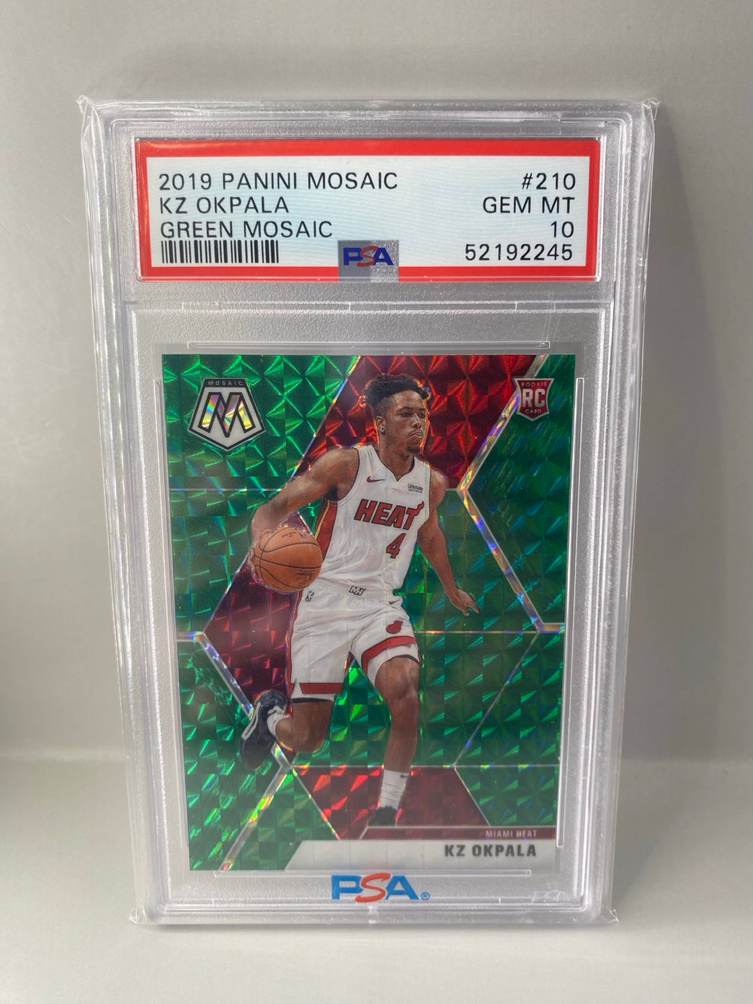 2019-20 Panini Mosaic KZ Okpala #210 Green Mosaic rookie PSA 10 front