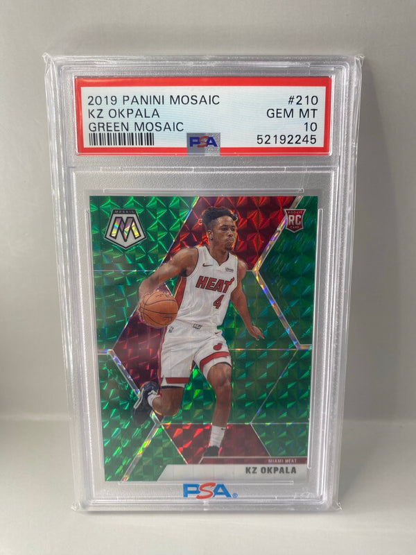 2019-20 Panini Mosaic KZ Okpala #210 Green Mosaic rookie PSA 10 front