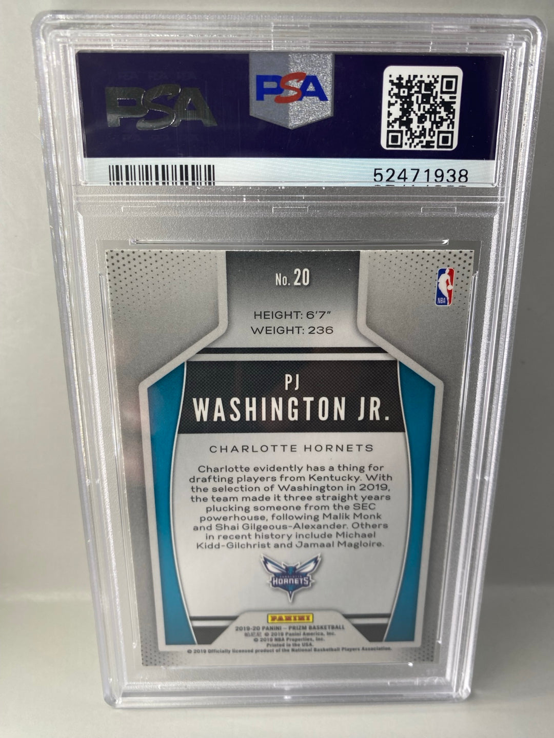 2019-20 Panini Prizm PJ Washington Jr. Instant Impact #20 PSA 9 Mint back