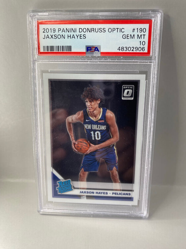 2019 Panini Donruss Optic Jaxson Hayes #190 Rated Rookie PSA 10 front