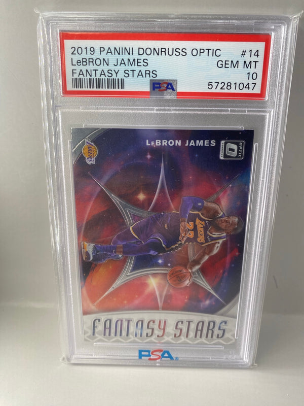2019-20 Donruss Optic #14 LeBron James Fantasy Stars PSA 10 Gem Mint front