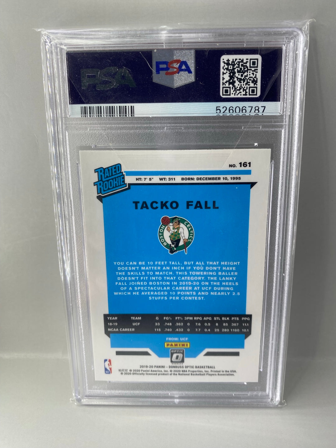 2019 Panini Donruss Optic Tacko Fall #161 Rated Rookie PSA 10 back