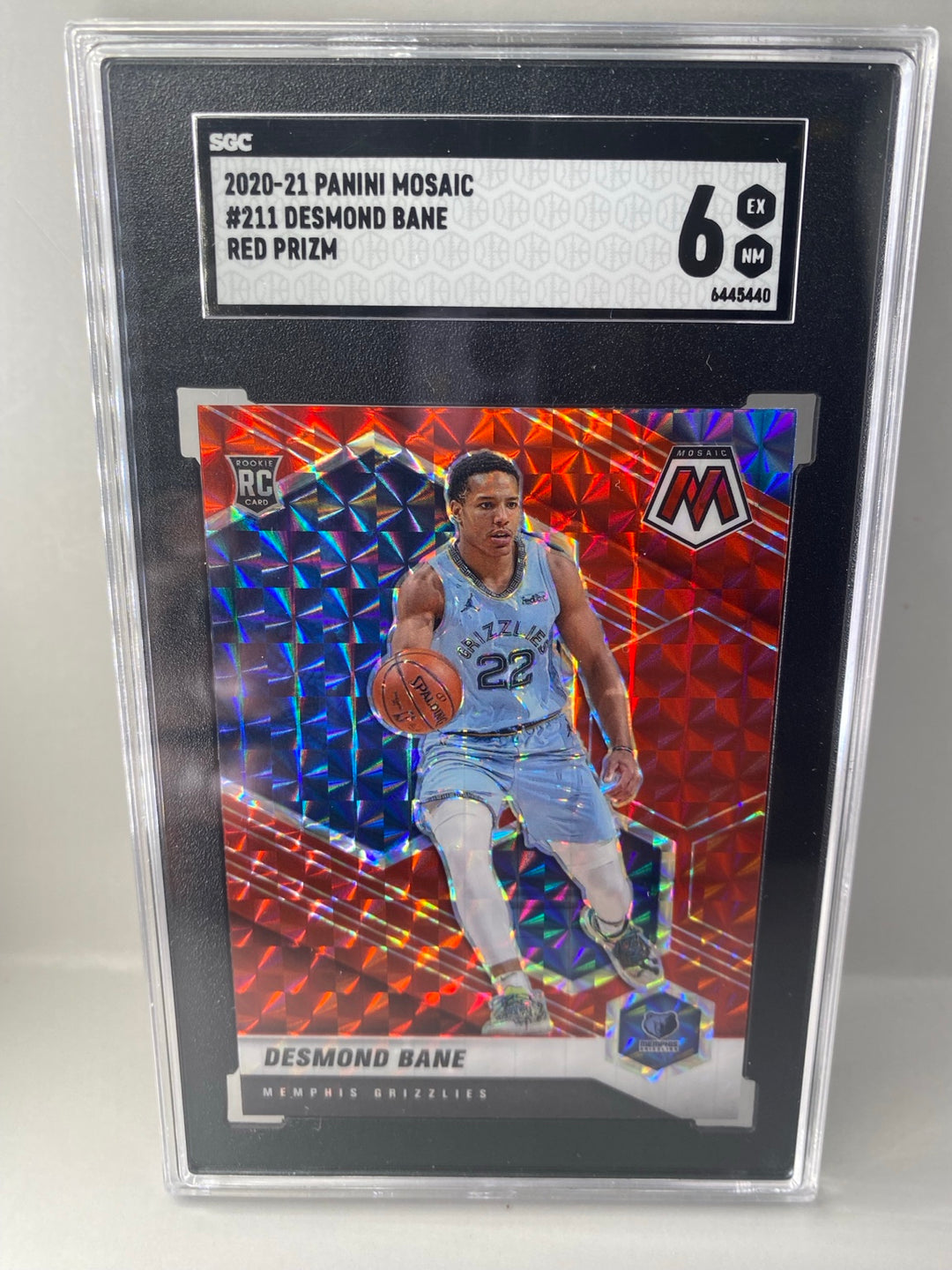 2020-21 Panini Mosaic Desmond Bane #211 Red Prizm rookie SGC 6 front
