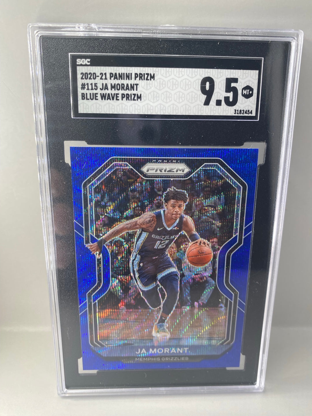 2020-21 Panini Prizm Ja Morant #115 Blue Wave Prizm SGC 9.5 front