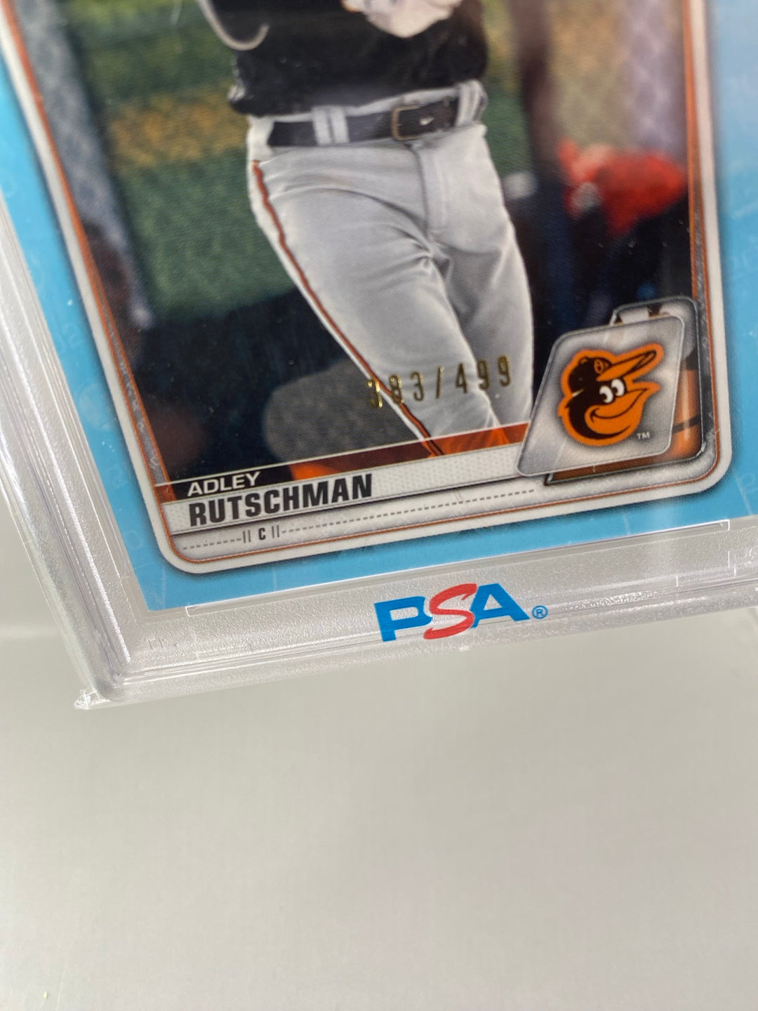 2020 Bowman Adley Rutschman BP50 Sky Blue serial 393 of 499 PSA 10