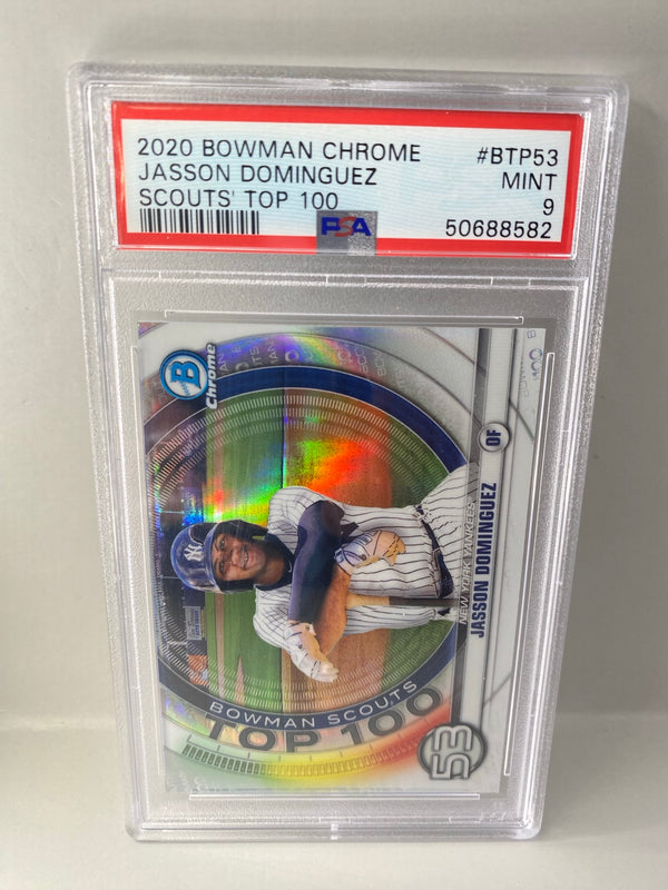 2020 Bowman Chrome #BTP53 Jasson Dominguez Scouts Top 100 PSA 9 Mint front