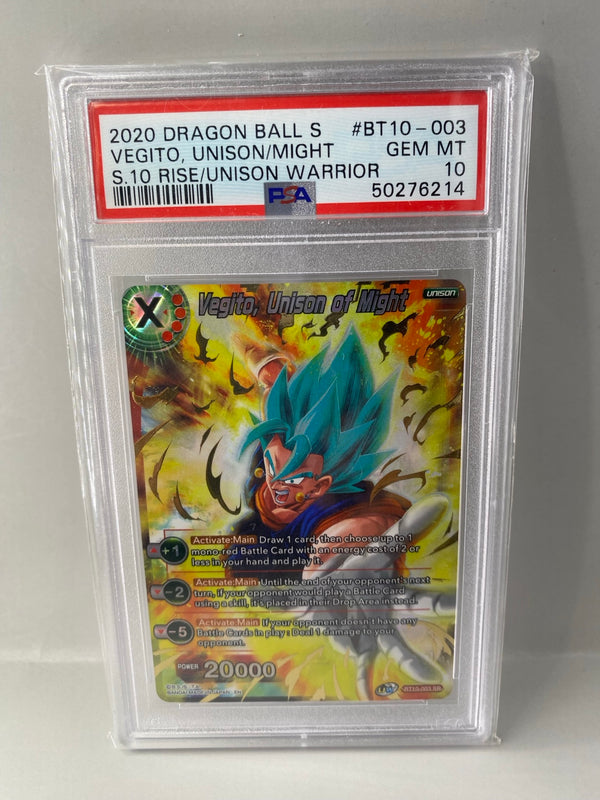2020 Dragon Ball Super Vegito Unison of Might BT10-003 PSA 10 Gem Mint cert 50276214 front