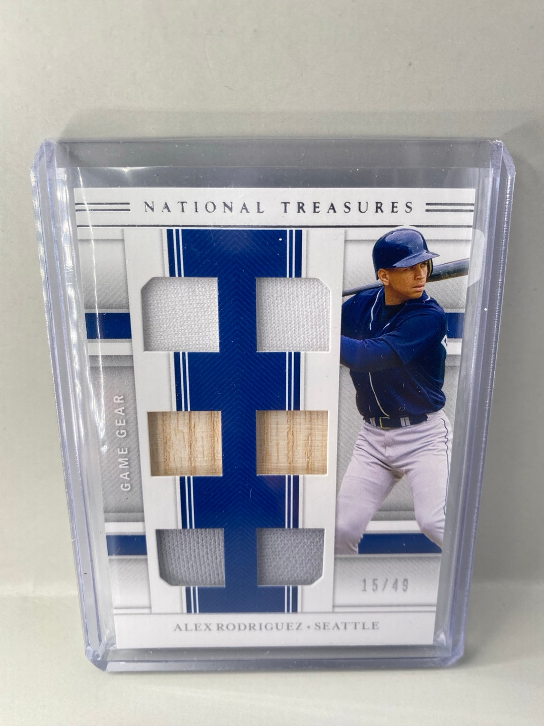 2020 Panini National Treasures Alex Rodriguez Game Gear Materials GGMS-AX 15/49 front