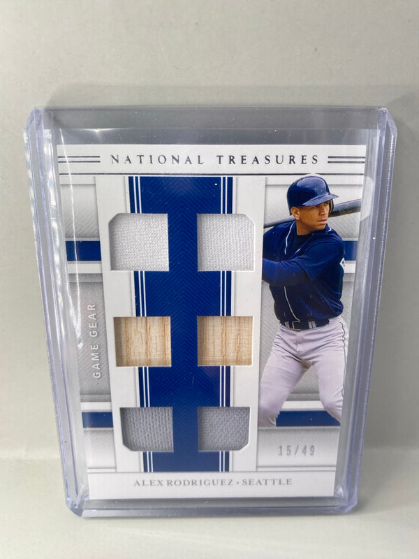2020 Panini National Treasures Alex Rodriguez Game Gear Materials GGMS-AX 15/49 front