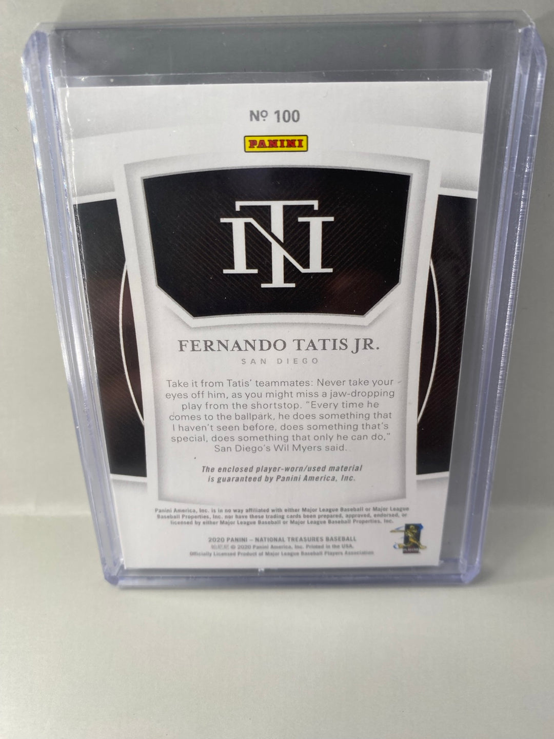 2020 Panini National Treasures Fernando Tatis Jr. #100 04/99 back