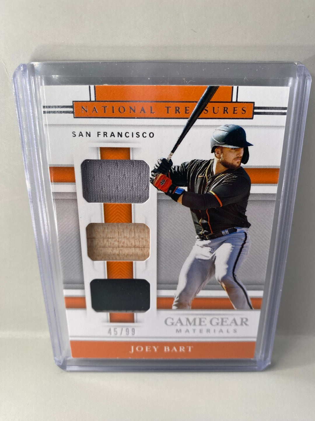 2020 Panini National Treasures Joey Bart Game Gear Materials GGM-JB 45/99 front
