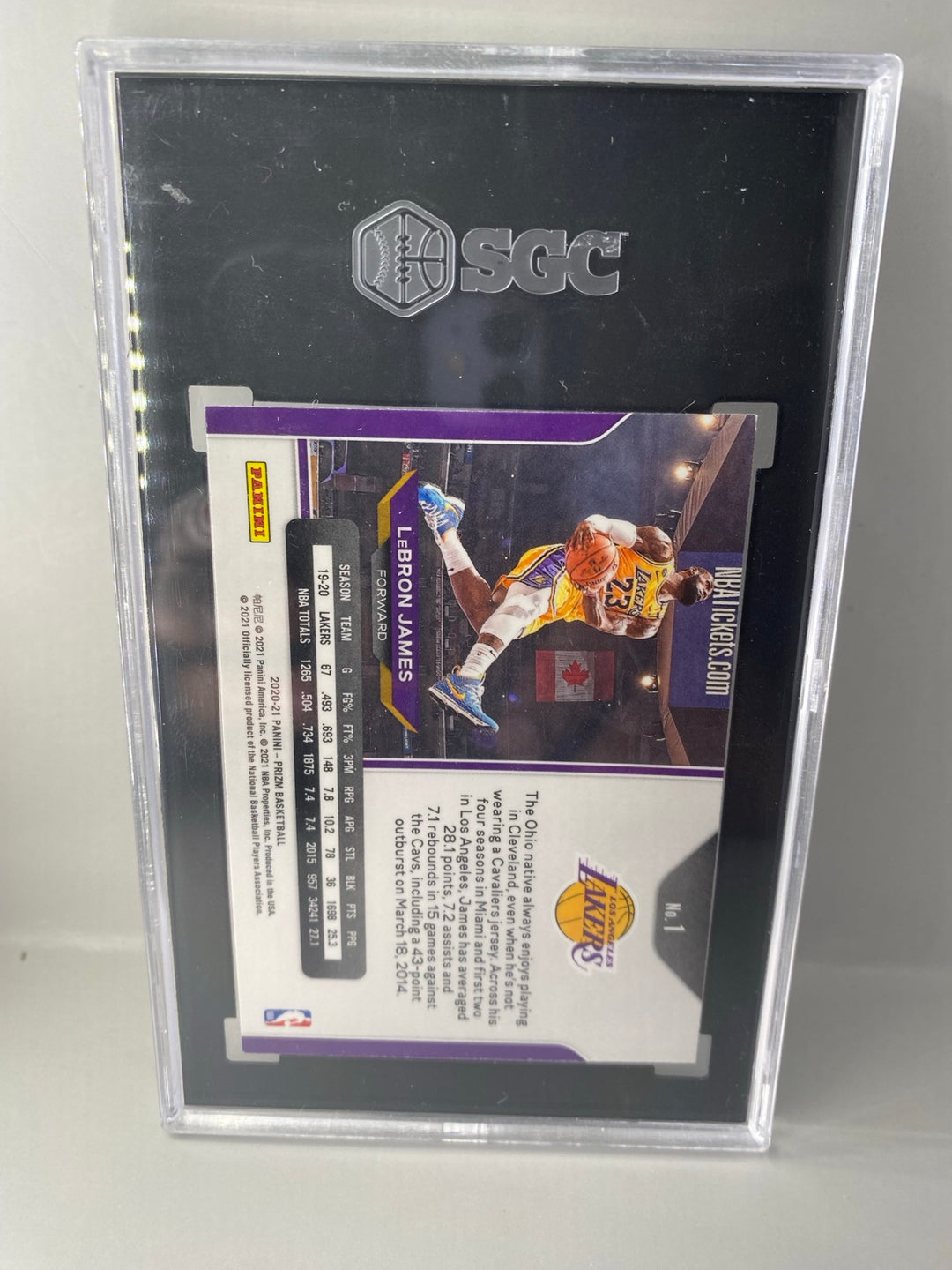 2020-21 Panini Prizm #1 LeBron James SGC 9.5 Mint Plus back