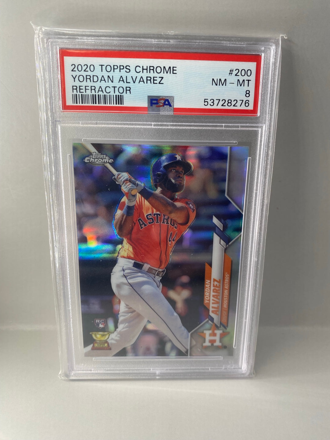 2020 Topps Chrome #200 Yordan Alvarez Refractor rookie PSA 8 front
