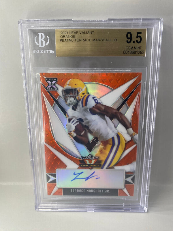 2021 Leaf Valiant Terrace Marshall Jr BA-TMJ Orange Rookie Auto /50 BGS 9.5 Auto 10 front