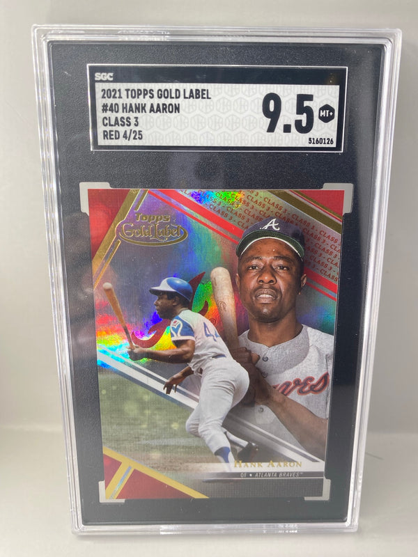 2021 Topps Gold Label Hank Aaron #40 Class 3 Red /25 SGC 9.5 front