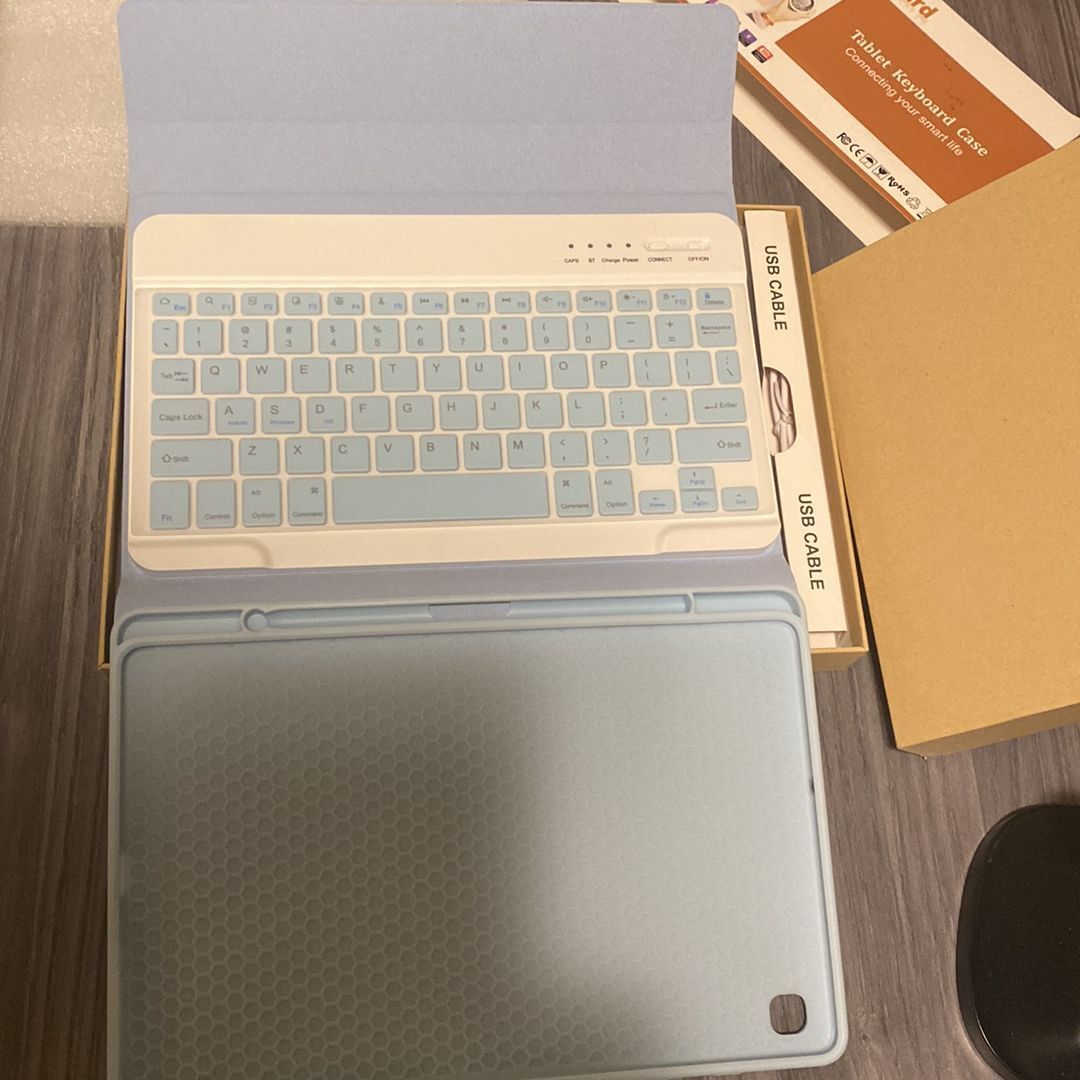 New: Open Box Wireless Tablet Keyboard and Case - Light Blue
