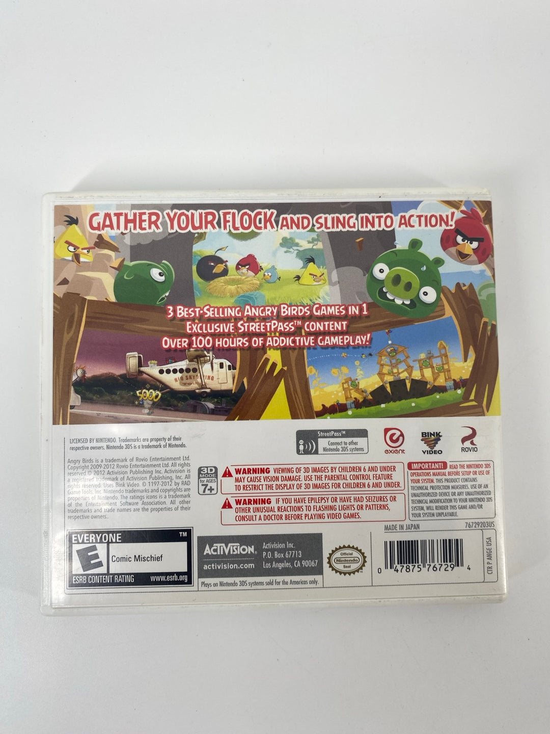 Nintendo 3DS Angry Birds Trilogy case back cover