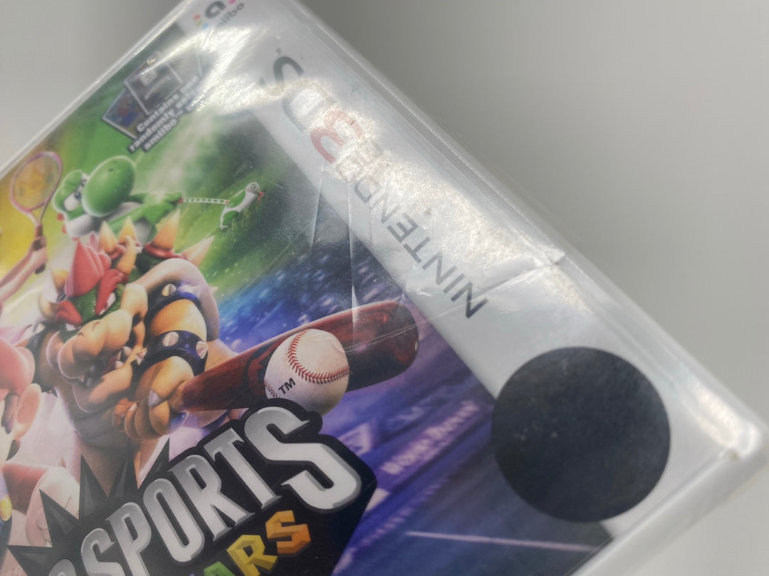 Nintendo 3DS Mario Sports Superstars close-up of small rip in factory seal near Nintendo logo