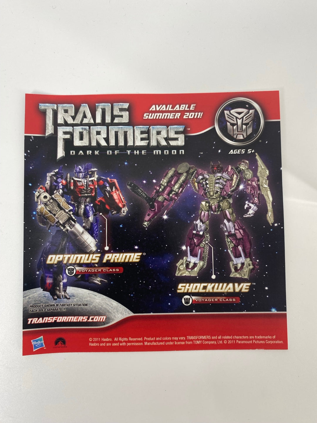 Transformers Dark of the Moon promotional insert included with Nintendo 3DS game actual item
