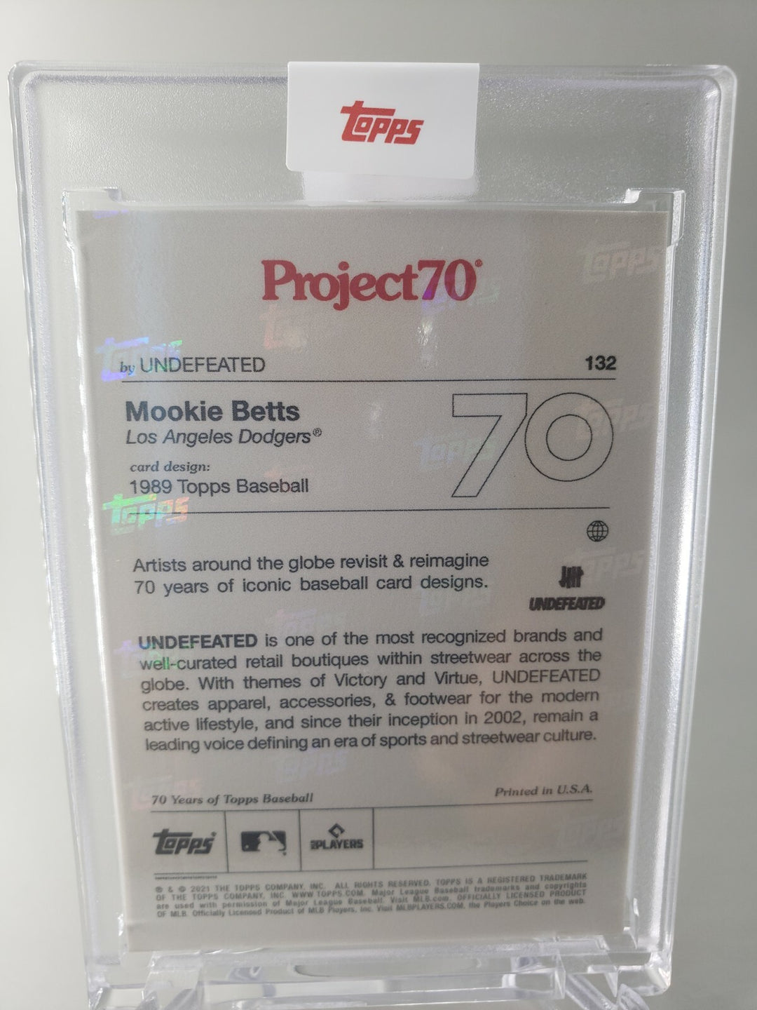 Mookie Betts Topps Project 70 Card 132 - 1989 by Undefeated Dodgers