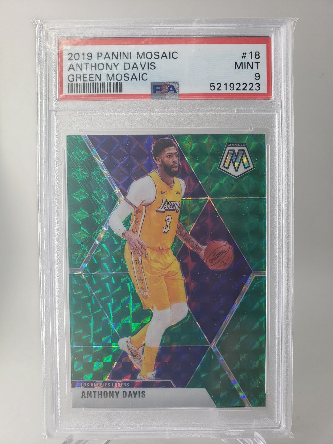 ANTHONY DAVIS 2019-20 Panini Mosaic #18 Green Mosaic Prizm PSA 9 MINT Lakers