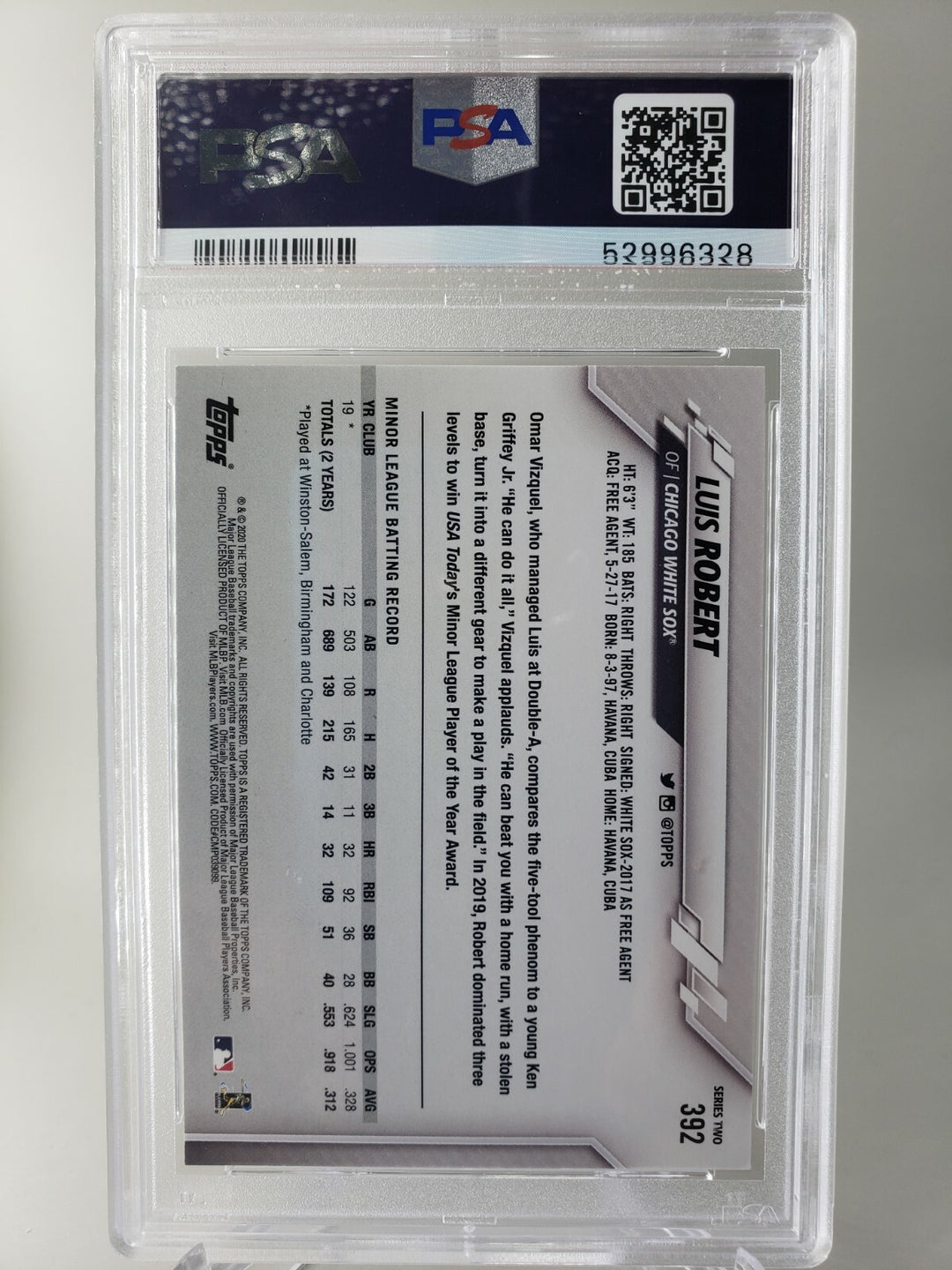 2020 Topps Series 2 Luis Robert Rookie RC #392 PSA 9 MINT Chicago White Sox