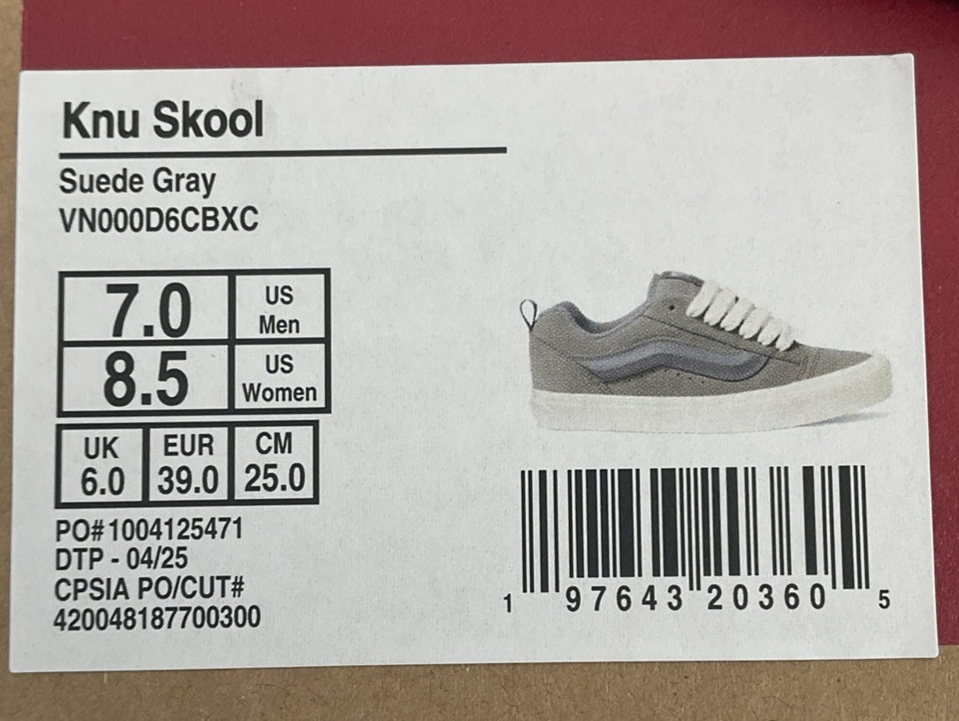 New Size 7 Men's Vans Knu Skool Gray White VN000D6CBXC