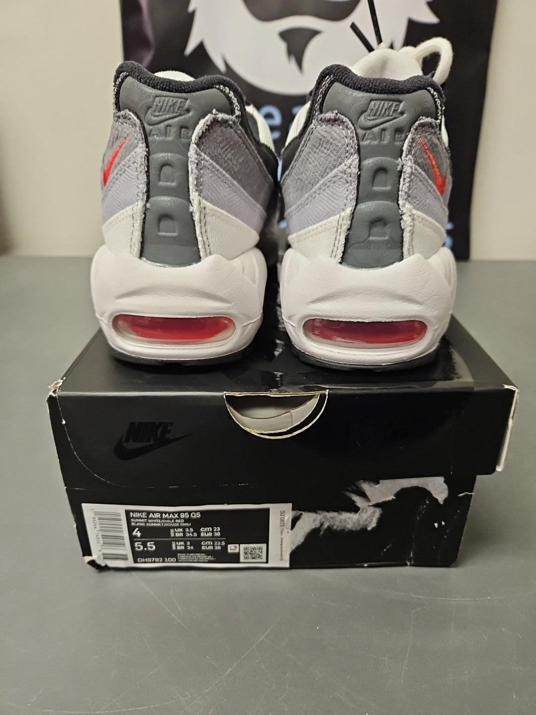 New Size 4 Men's  5.5 W - Nike Air Max 95 QS DH9792 100 Summit White/Chile Red