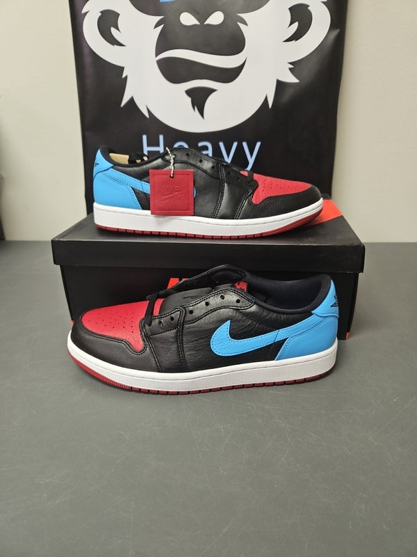 New Air Jordan 1 Retro Low OG - Black/DK Powder Blue-Gym Red - Women’s Size 11