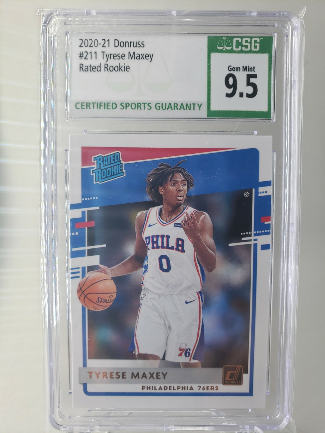 Tyrese Maxey 2020 Donruss Rated Rookie CSG 9.5 Gem Mint Philadelphia 76ers