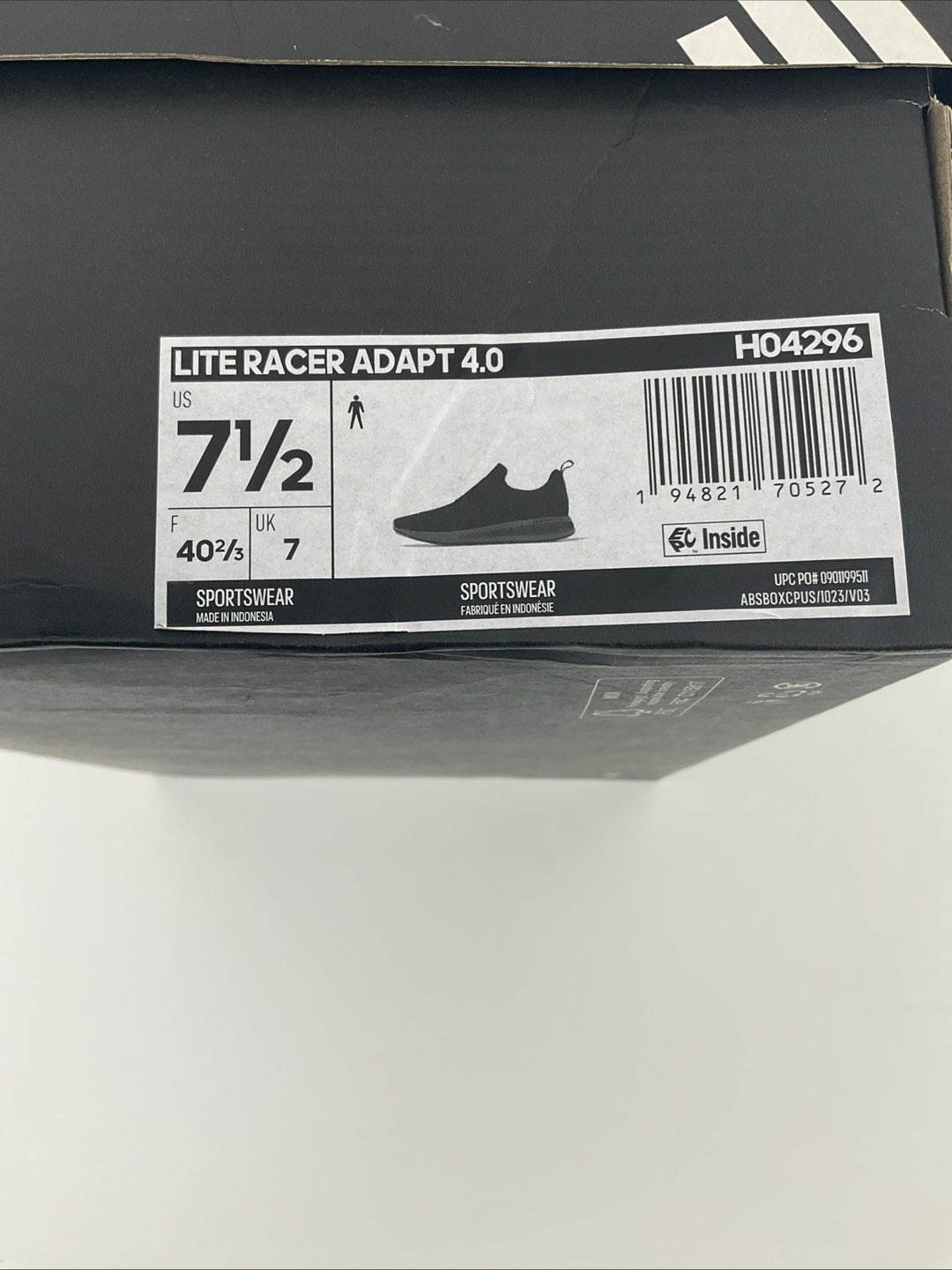 New Size 7.5 Men Adidas Lite Racer Adapt 4.0 Black H04296