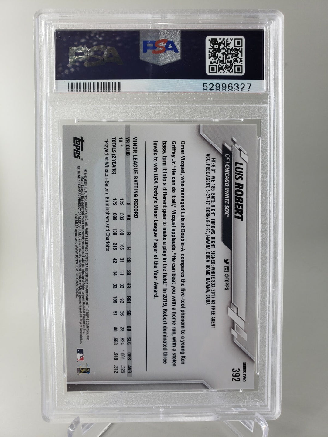 2020 Topps Series 2 Luis Robert Rookie RC #392 PSA 9 MINT Chicago White Sox