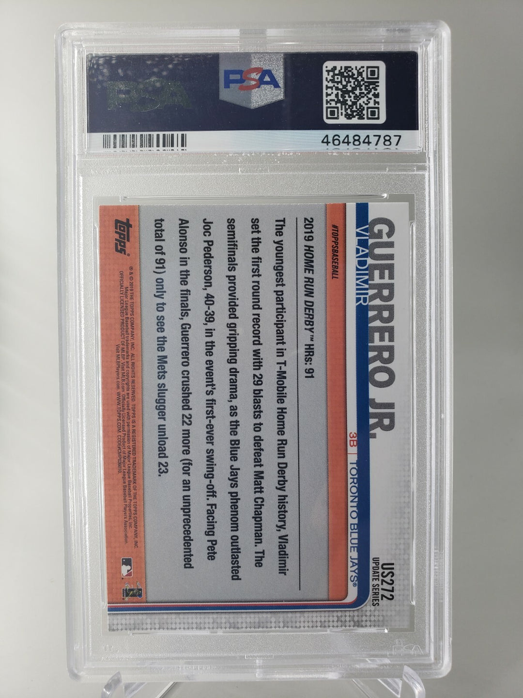 2019 TOPPS UPDATE VLADIMIR GUERRERO JR. ROOKIE CARD #US272 PSA 9 MINT