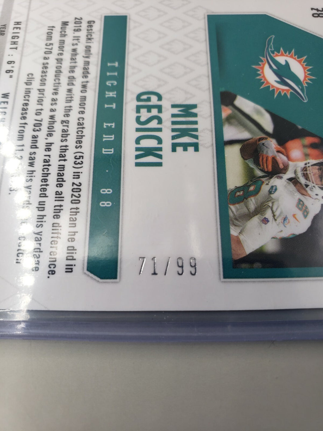 Mike Gesicki 2021 Panini Phoenix Football #78 Orange Parallel /99 Miami Dolphins