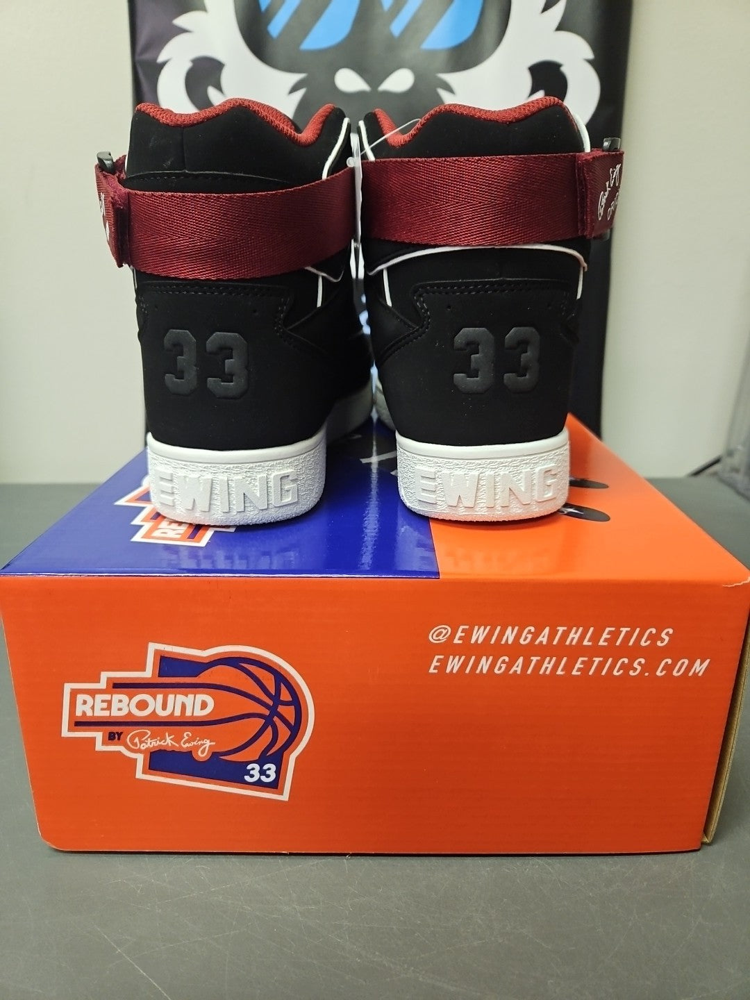 NEW Size 10 Mens Patrick Ewing Orion Strap Shoe Black/Red/White Basketball
