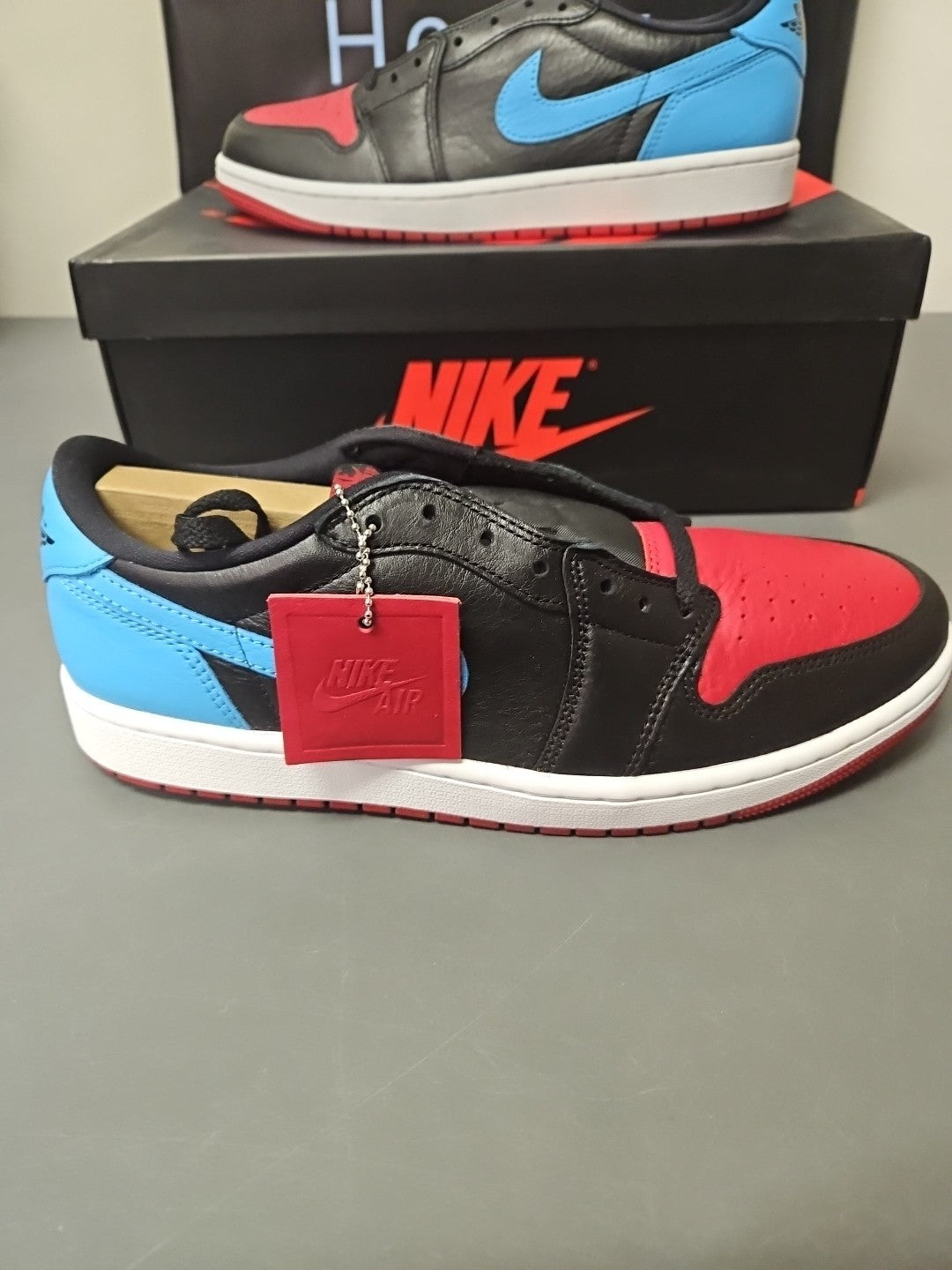New Air Jordan 1 Retro Low OG - Black/DK Powder Blue-Gym Red - Women’s Size 11