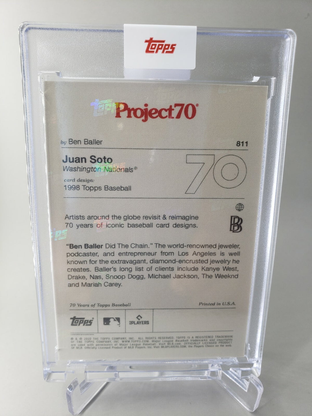 2021 Topps Project 70 1998 Juan Soto Ben Baller Card #811 Washington Nationals