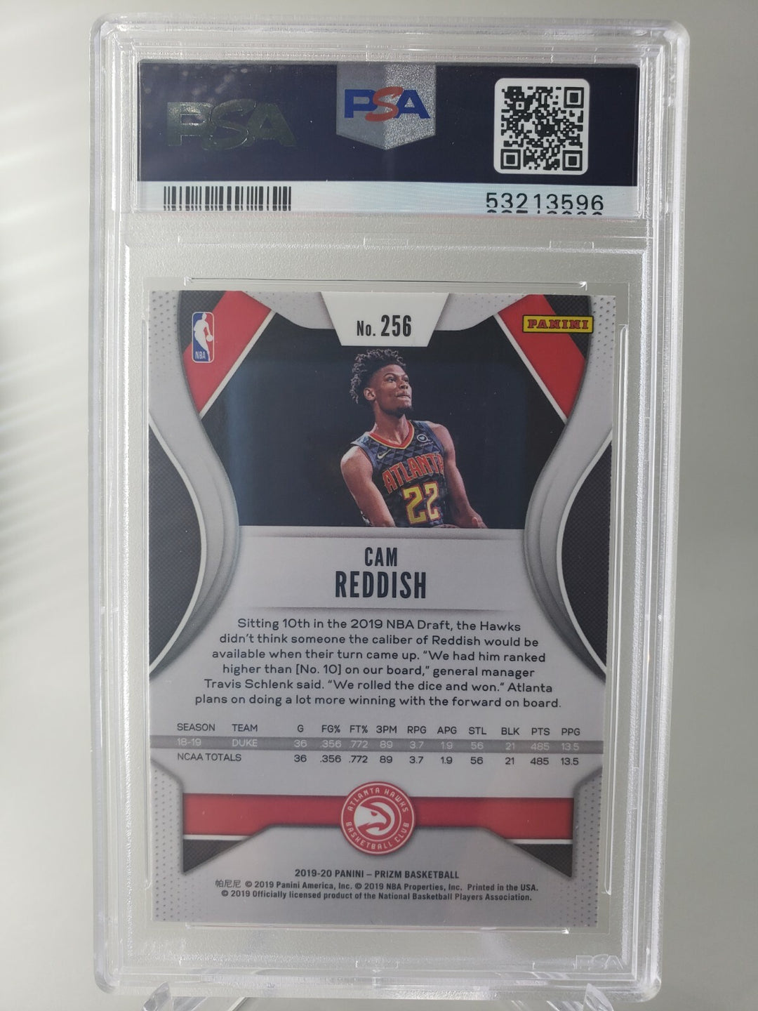 2019 Panini Prizm Cam Reddish (Jumping Pose) #256 PSA 9 MINT Rookie RC